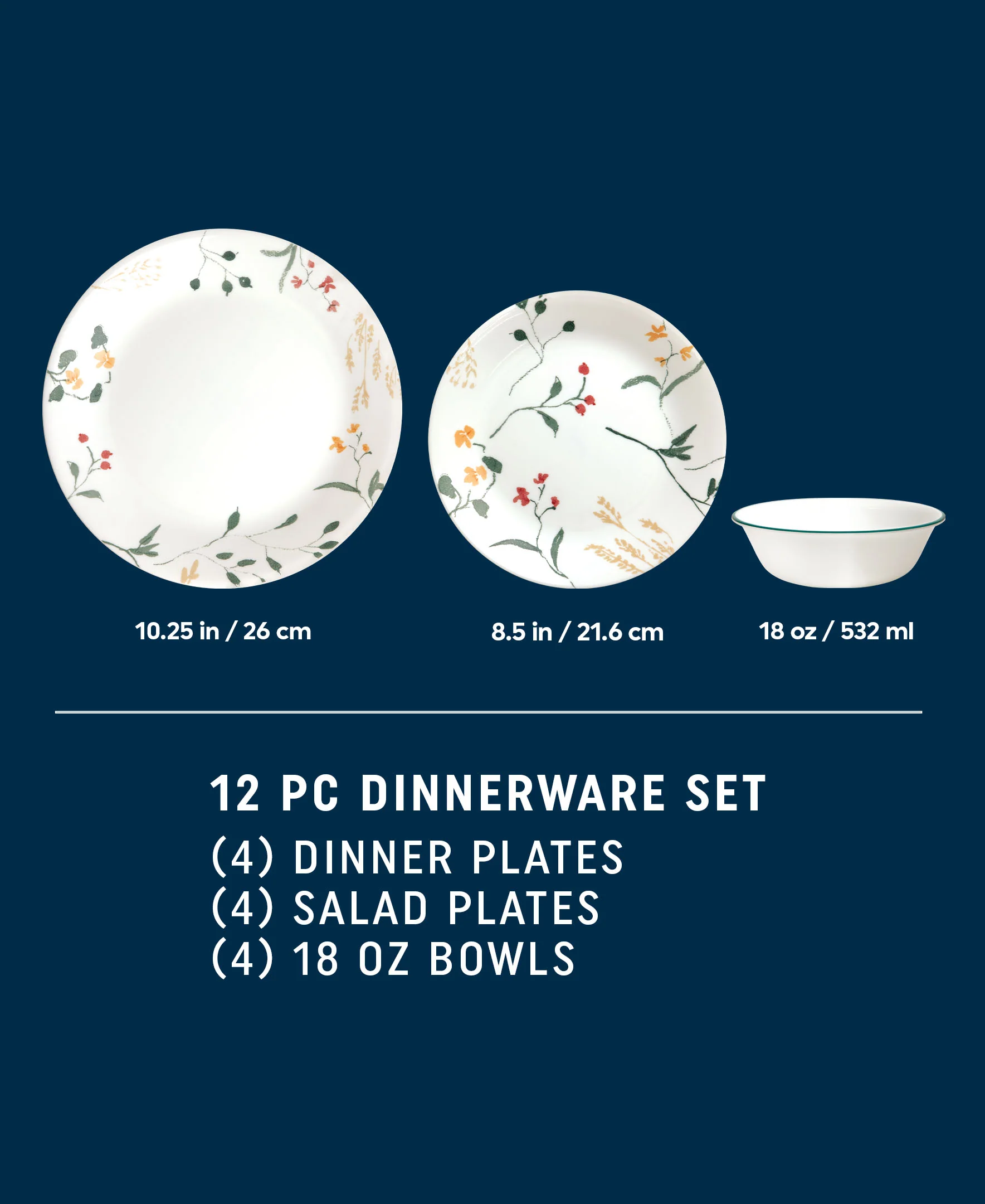 Corelle® Wildflower Scatter 12-piece Dinnerware Set, Service for 4 - Image 2