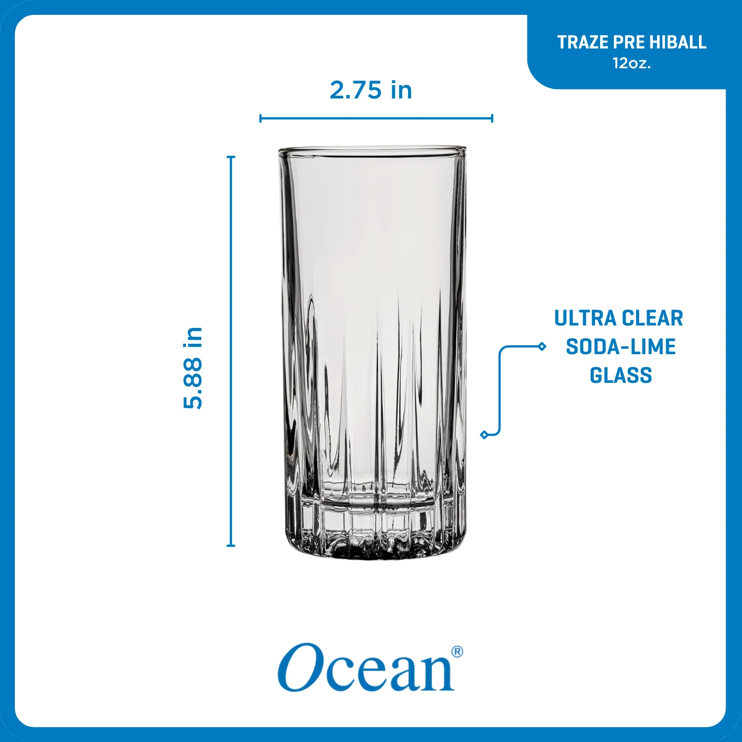 Ocean Glassware Ocean Glass Traze PRE Highball Glasses (4-Pieces), 12-ounce, Dishwasher Safe - Image 6